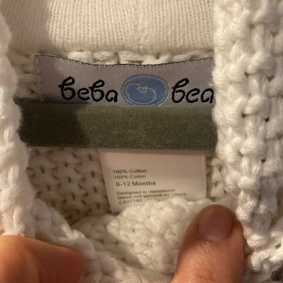 ✨Nwot Beba Bean crochet Knit Hooded Jacket 6-12 Months - Picture 3 of 7